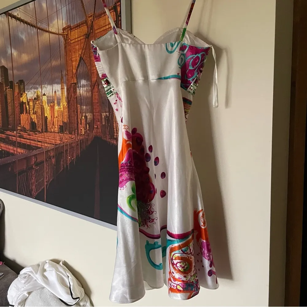 Vintage Dave & Johnny Vacation Resortwear Vibrant Camp Beaded Satin Mini Dress - Image 6