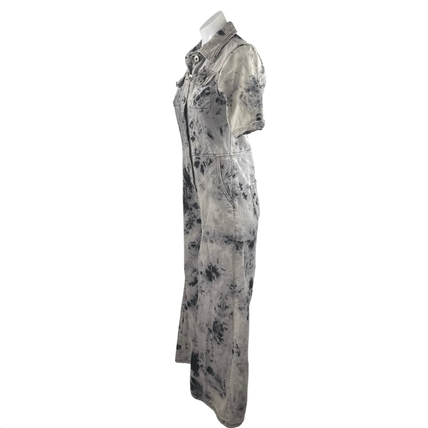 One Above Another Women's Gray Paint Splash Button Denim Overalls Jumpsuit Sz S - Image 2