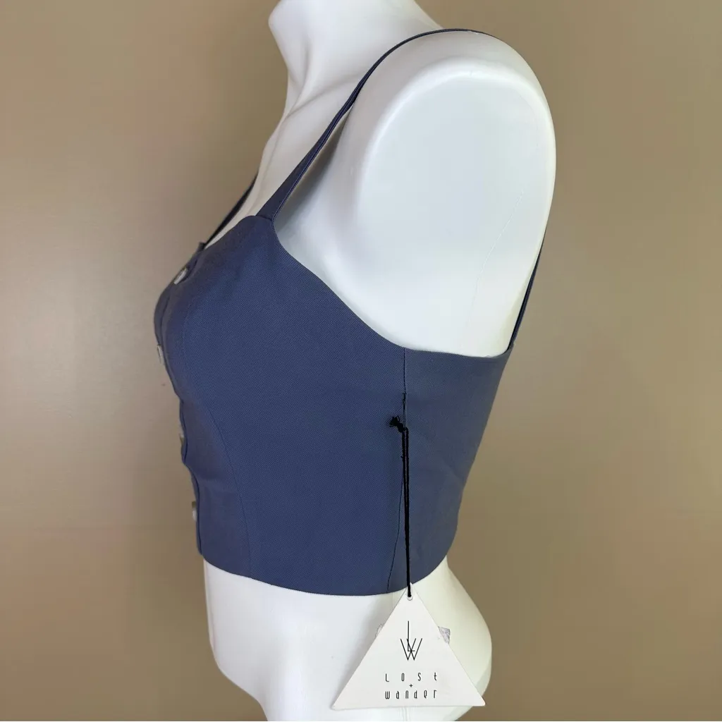 Lost + Wander Blue Sail Away Retro Crop Top Small - Image 4