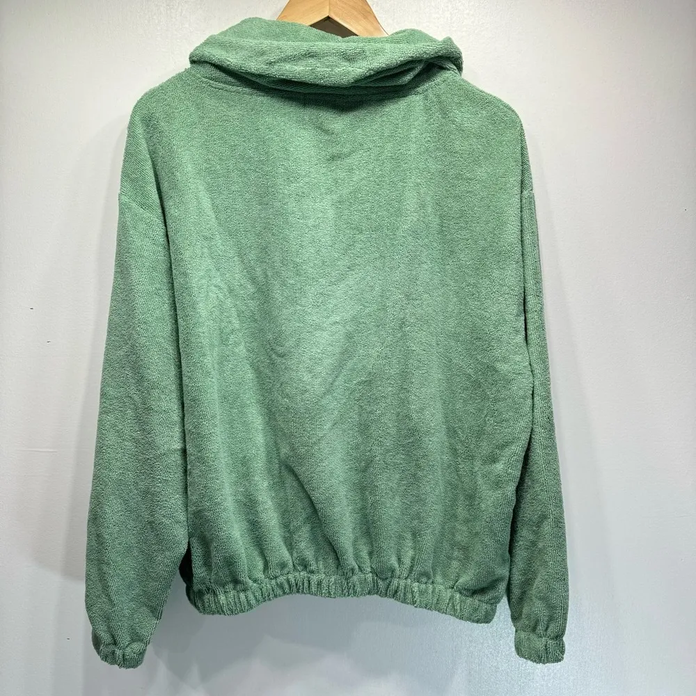 BiBi Sage Green Terrycloth Long Sleeve 2 Button Top with Elastic Cuffs & Waist Size XL - Image 3