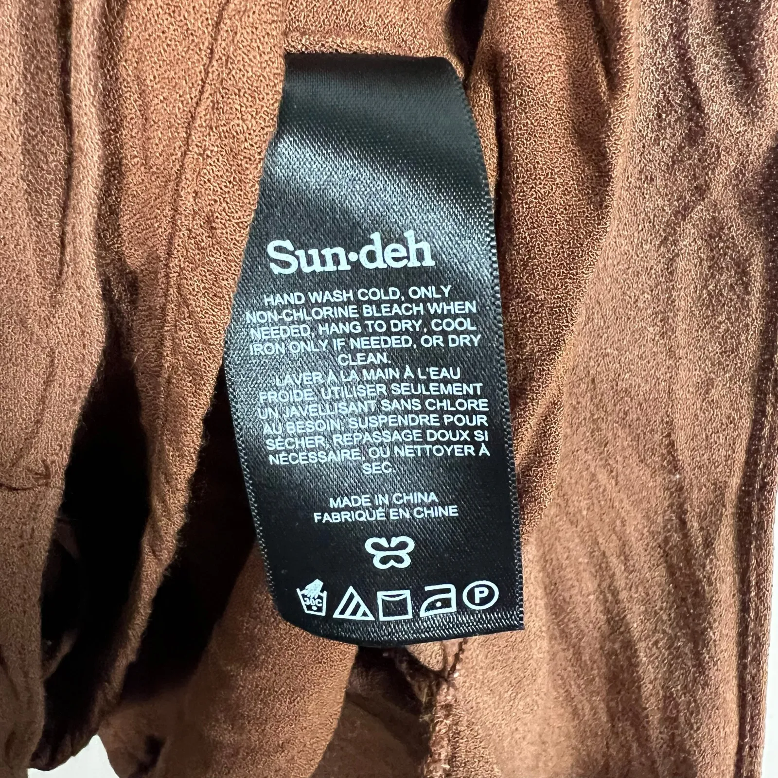 Aritzia Sundeh Mini Slip Dress Womens S Brown Draped Cowl Neck Smocked Earthy - Image 5