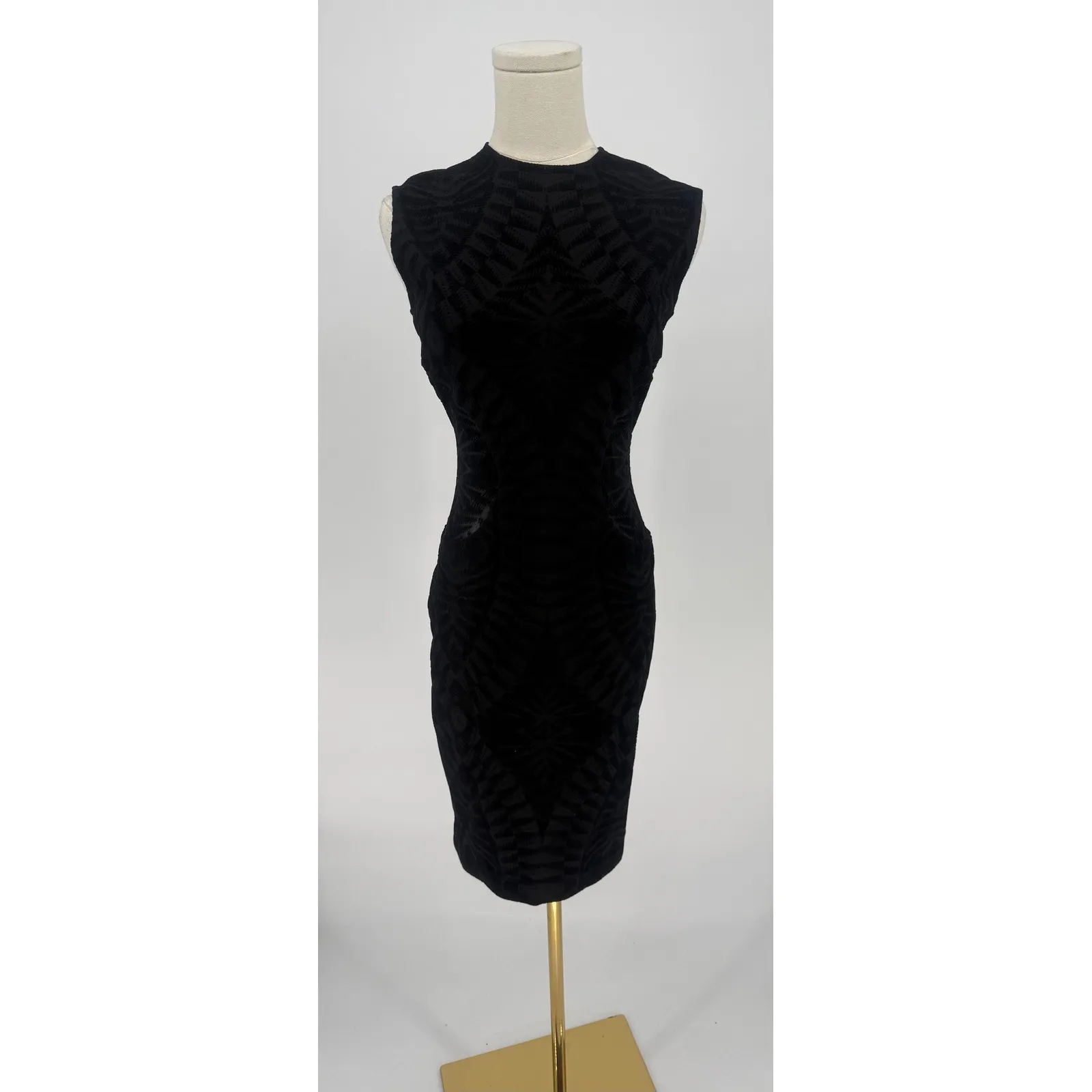 NWT Rony Kobo Mars Tropez Flocked Mesh‎ Midi Dress Black Sz Small $498 - Image 3