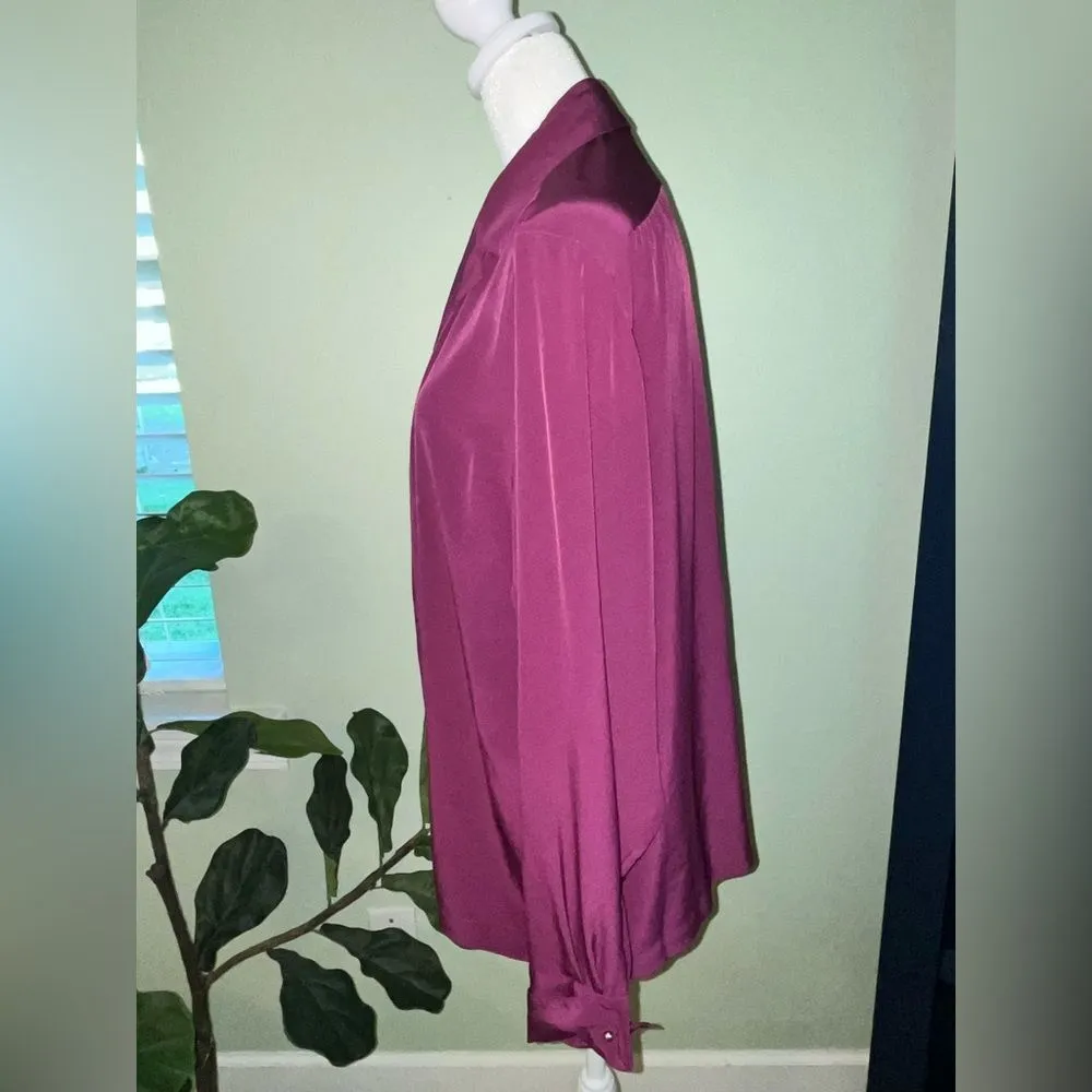 Vintage 80s Halston III French Cuff Secretary Blouse - Image 4