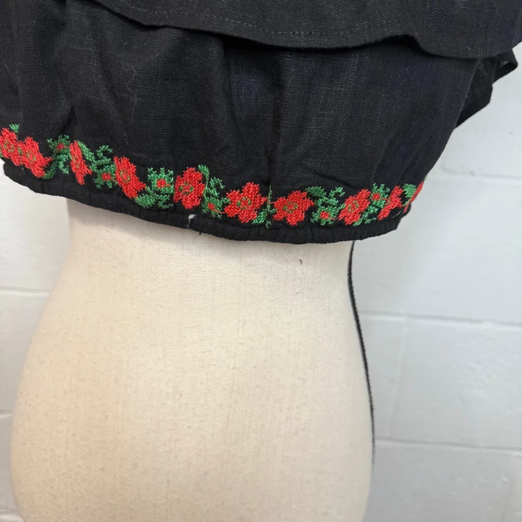 Herencia Collection Black Off the Shoulder Blouse w Red Embroidered Flowers 2XL Size XXL - Image 3