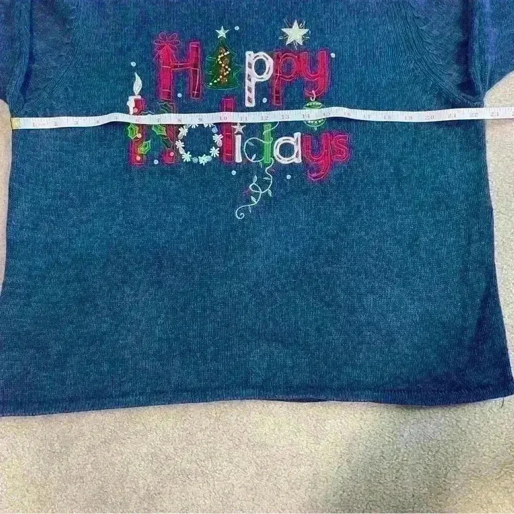Tiara International Christmas Happy Holidays Sweater Embroidered Sz XL - Image 8