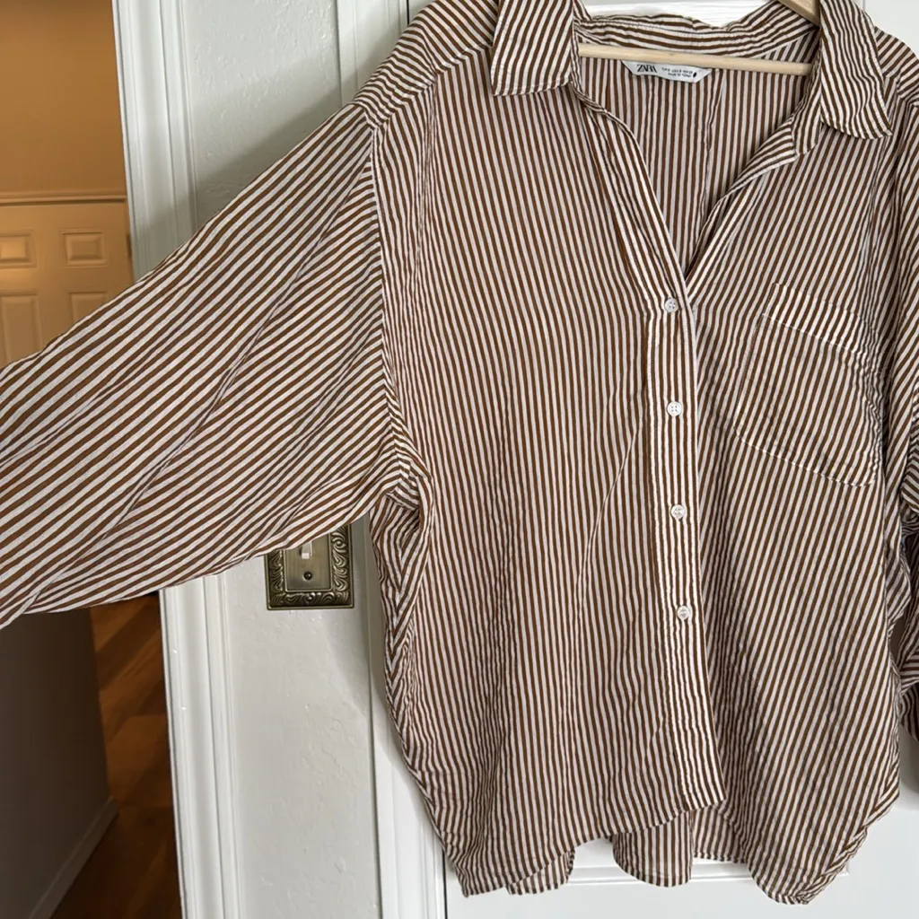 Zara oversized stripe button down shirt - Image 3