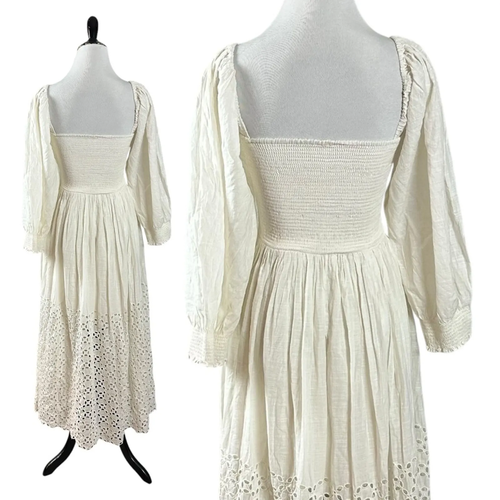 Free People Ethereal Dainty Perfect Storm Midi Dress Ivory Cream Medium Cottage - Image 12