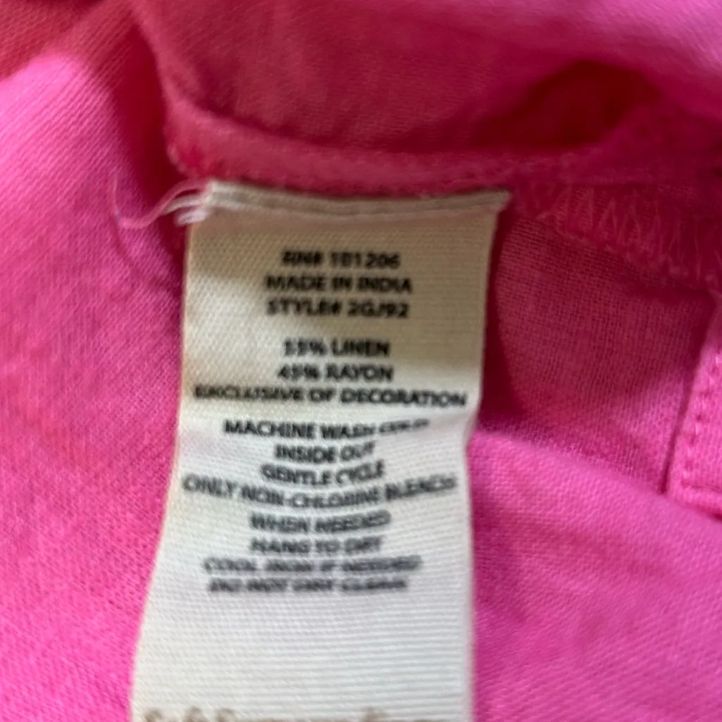 Soft Surroundings Hot Pink Linen Blend Tunic with Beaded Trim - Image 6
