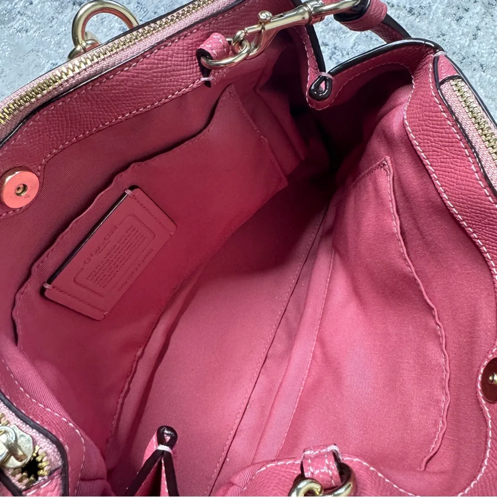 Coach Mini Brooke Carryall Satchel Pink Glitter Crossgrain Leather Gold - Image 10