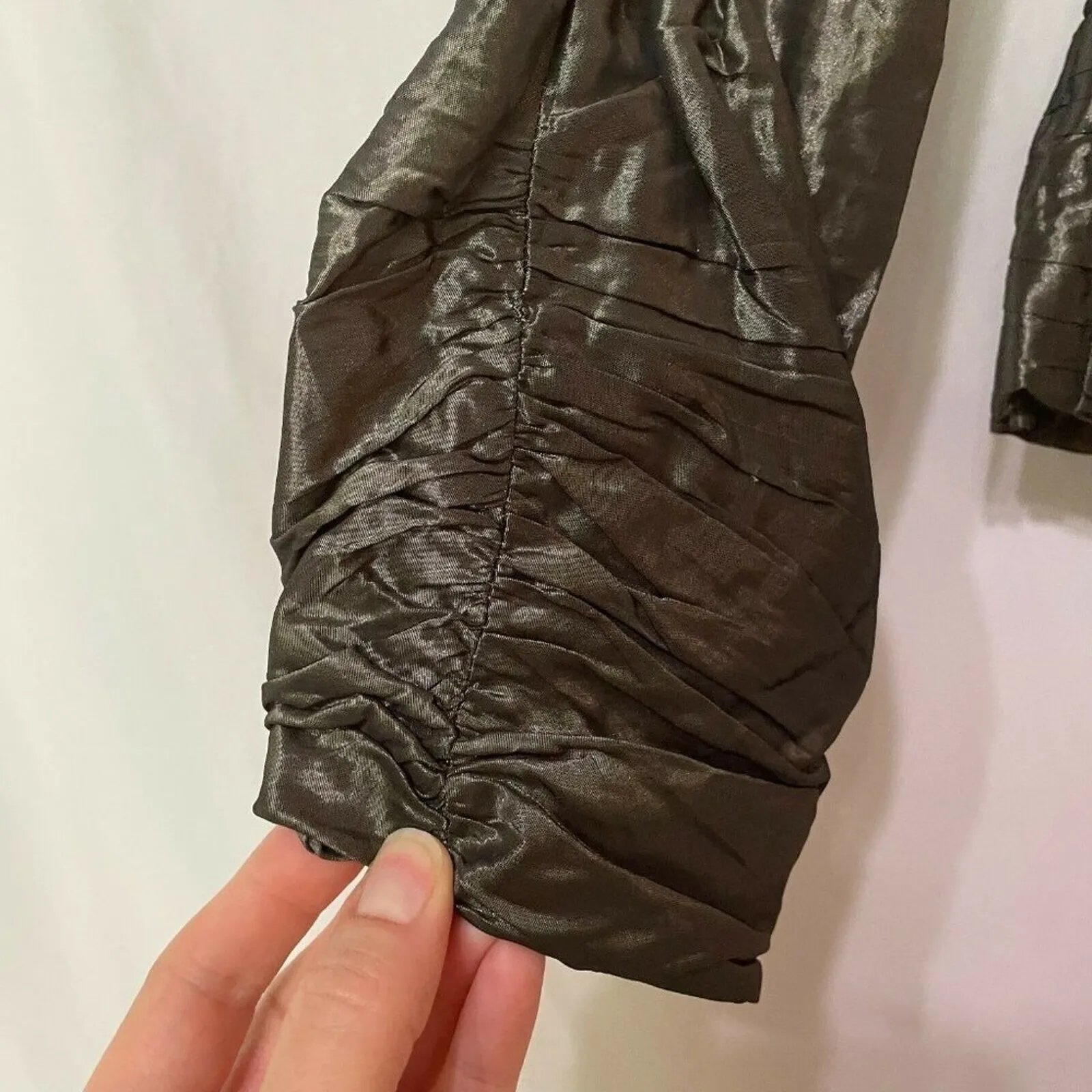 Worth Vintage Grey Long Sleeve Lagenlook Jacket Womens 0 Artsy 1980s Metallic Gray - Image 10