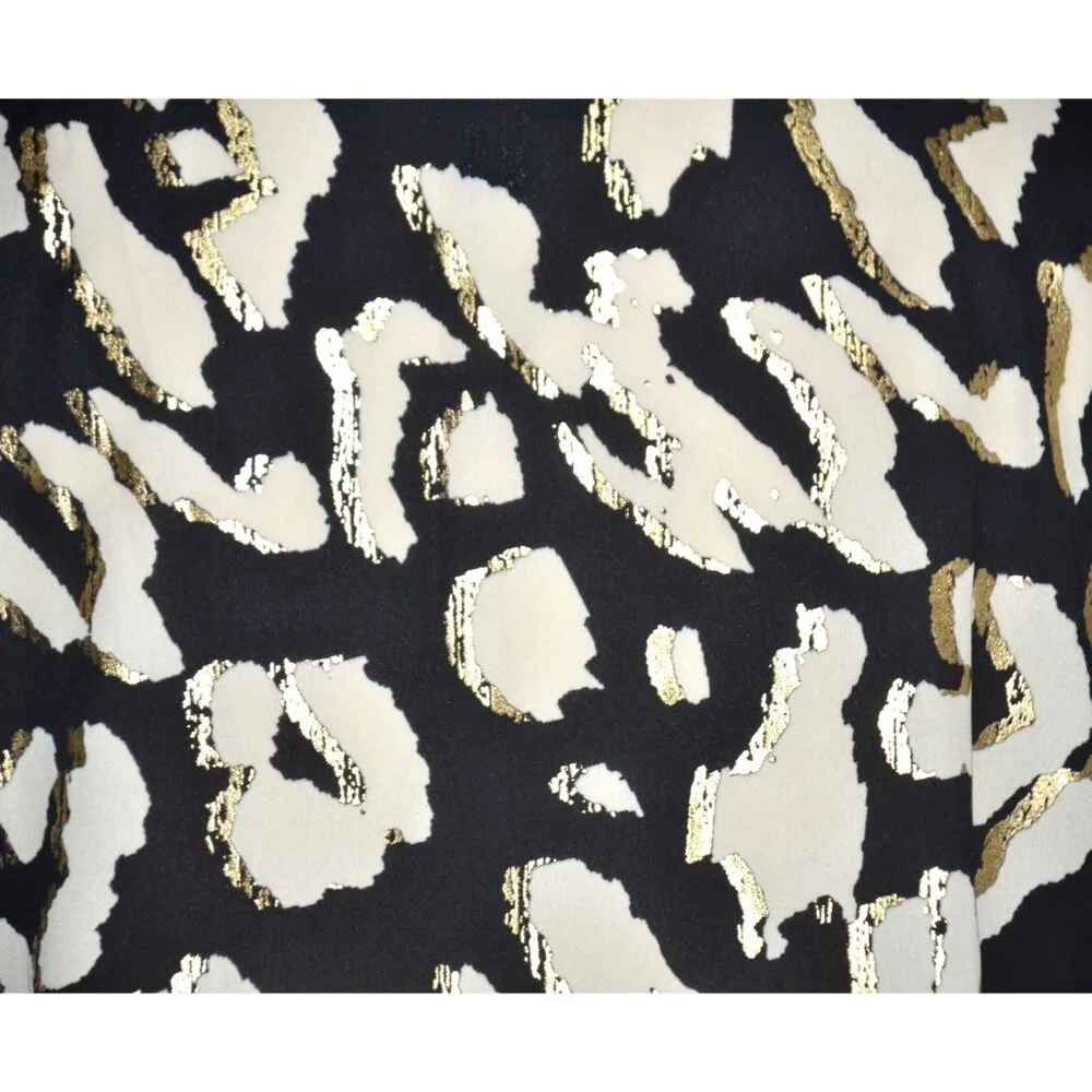 JM Collection Black Print Tunic 3/4 Sleeve V-Neck Blouse Size M Metallic Sequin - Image 8