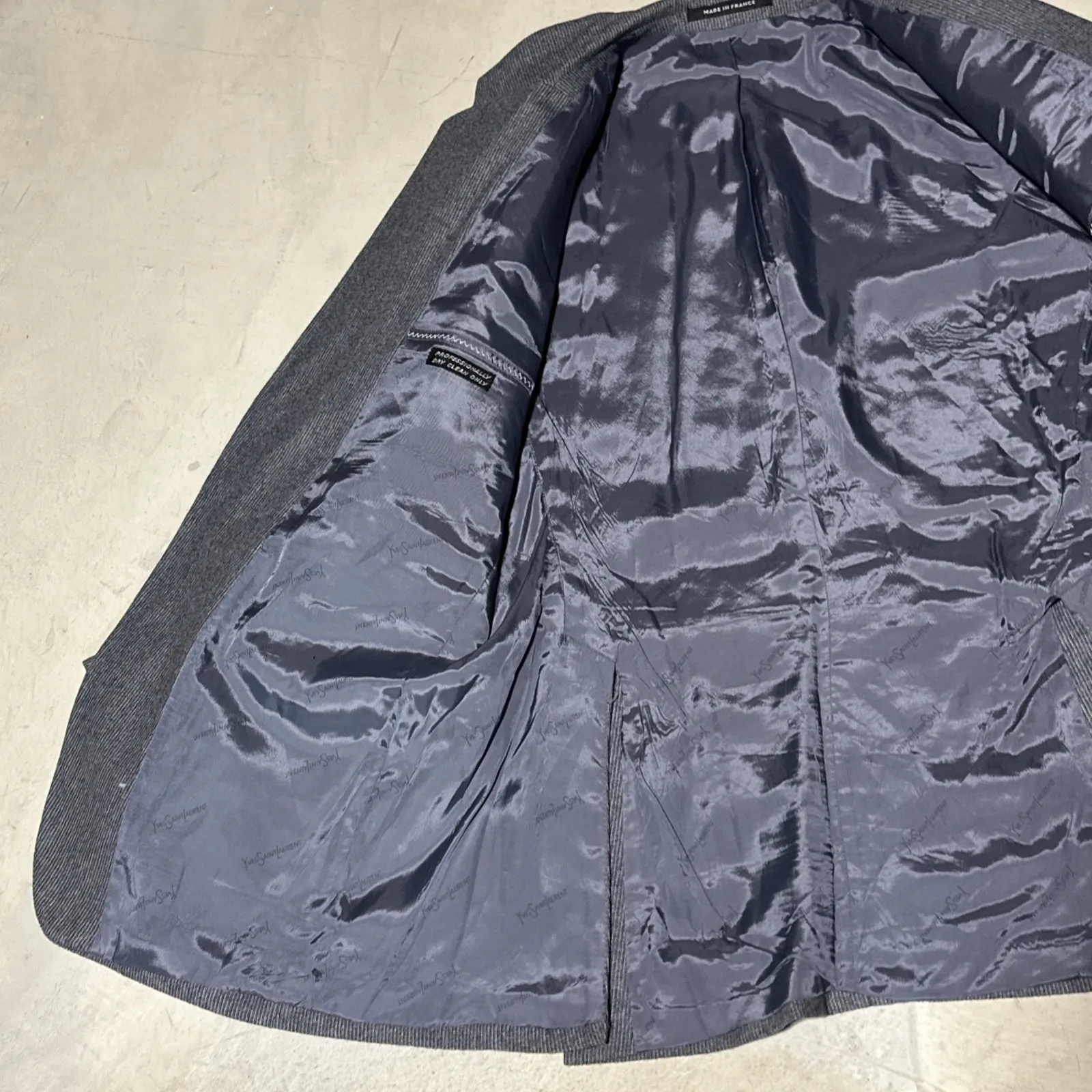 Yves Saint Laurent Men's Wool Blazer Made In France Grey Vintage Jacket SZ L - Image 16