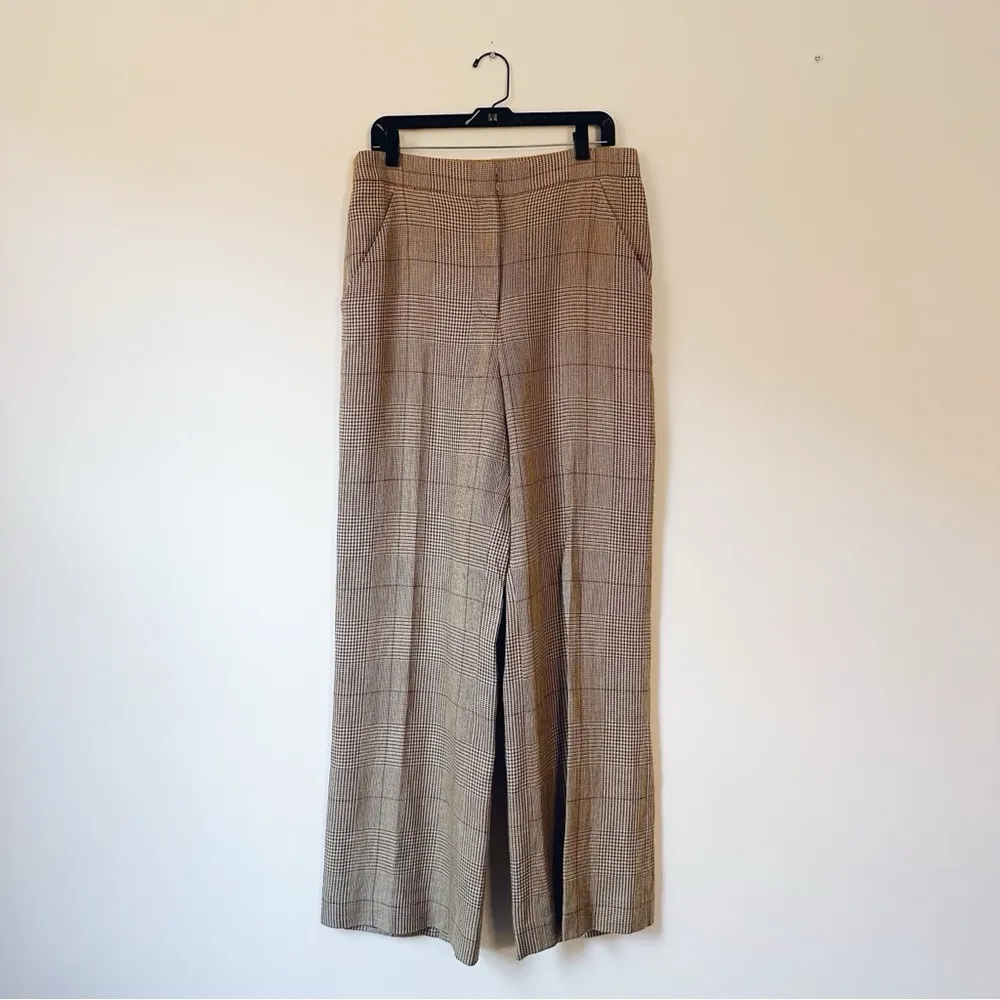 Veronica Beard Tonelli Prince of Wales Checked Linen & Cotton Wide-Leg Pant - Image 5