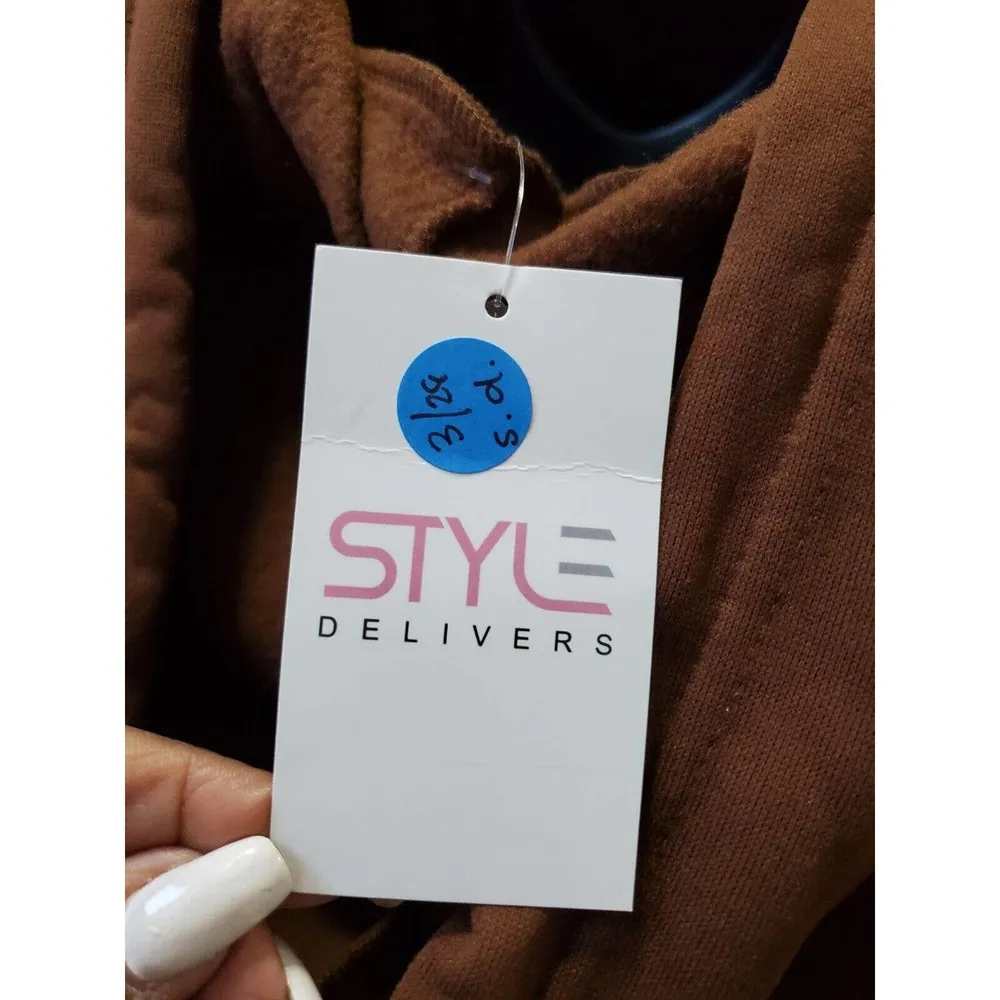 Style Delivers Women's Brown Full Zip Hoodie Top & Trouser 2 Piece Suit Size S Size M - Image 7