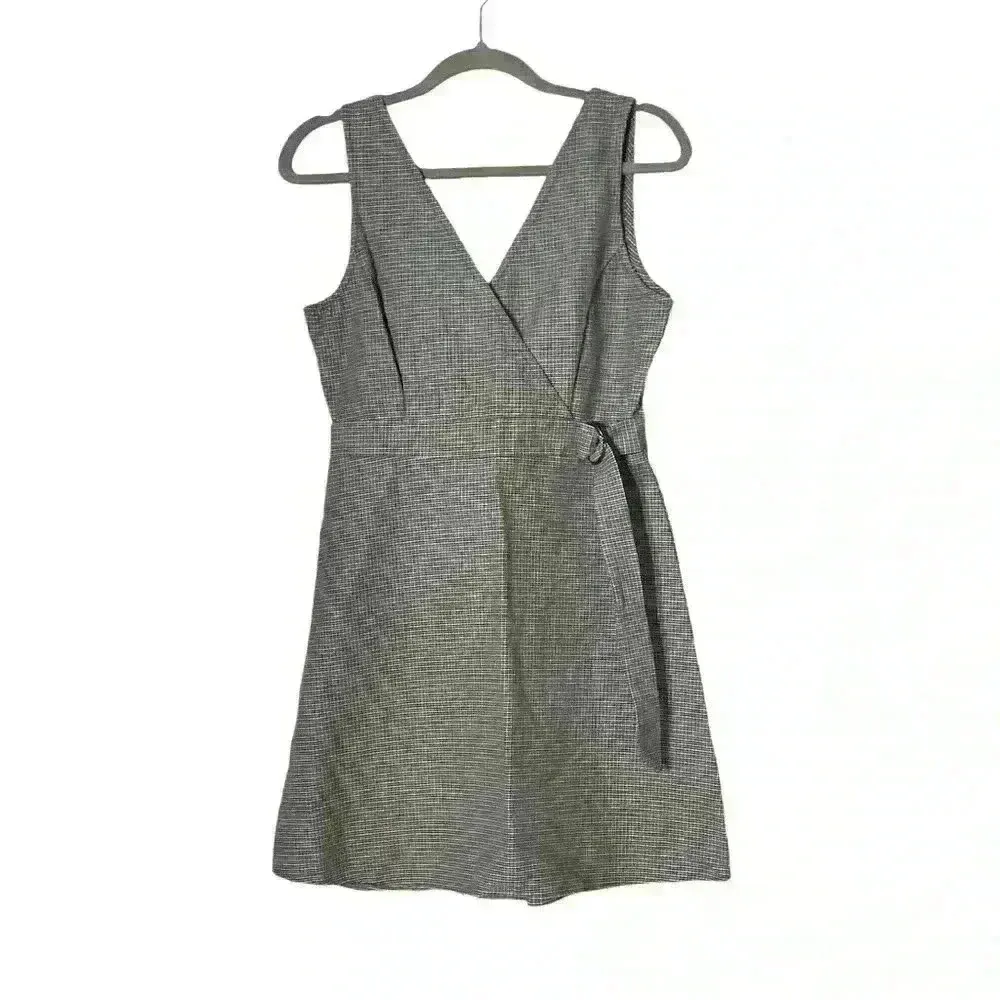 Takara Y2K Brown Houndstooth Surplice Wrap Dress Size 7 Preppy Academia Clueless - Image 2