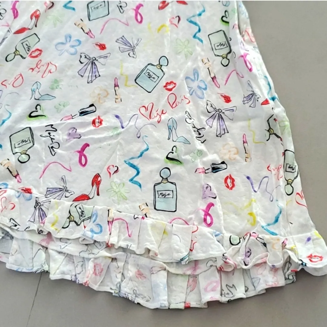 Maje  Ramake Printed Jacquard And Ruffle Dress - Image 7