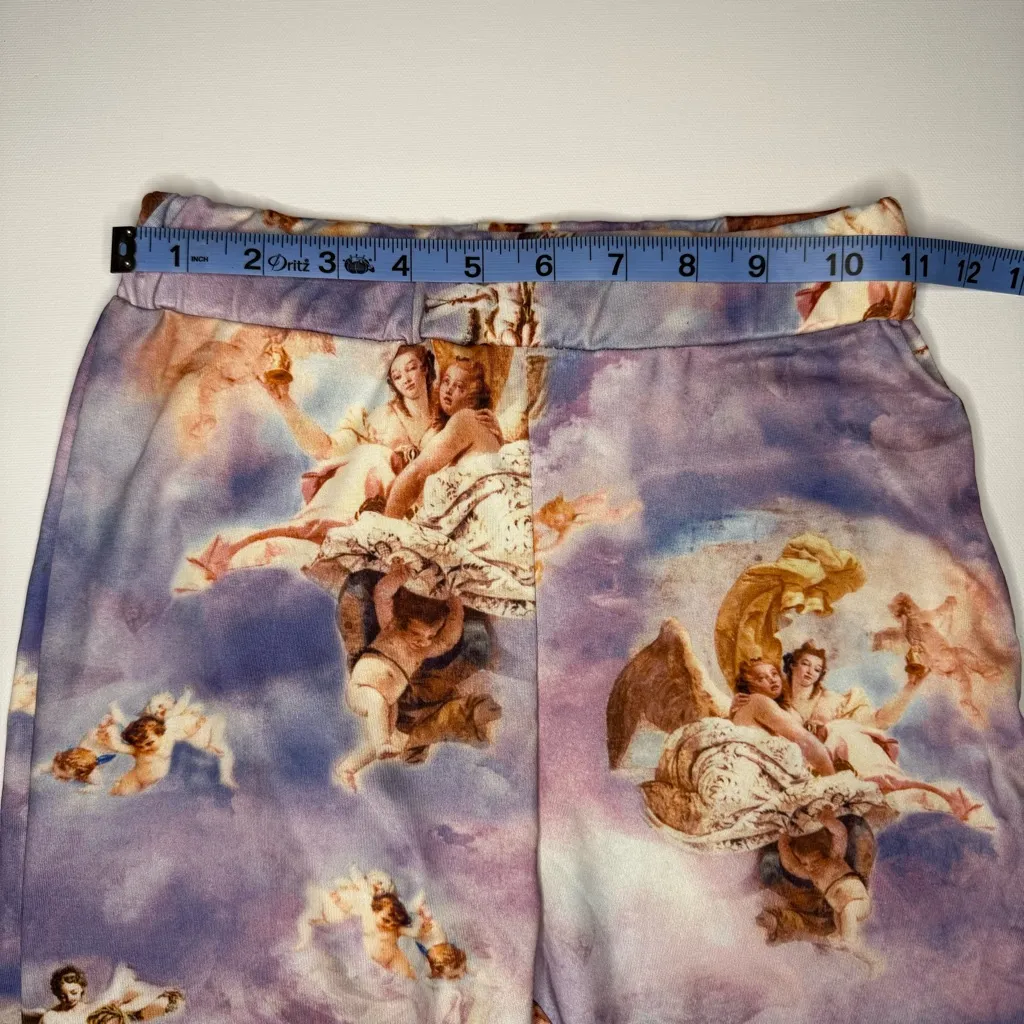 Angel Print High Waisted Biker‎ Shorts Blue - Image 3