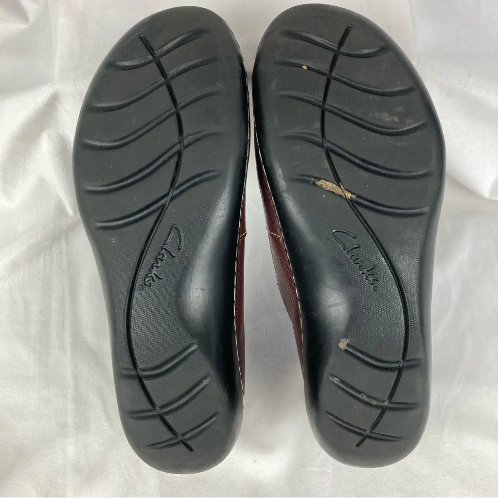 Clarks Collection Women's Ashland Lane Burgundy Red Leather Flat Loafer Size 7.5 - Image 7