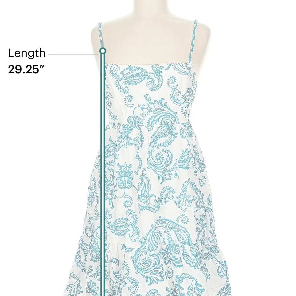 Alice + Olivia Teal and White Paisley Midi Dress - Image 4
