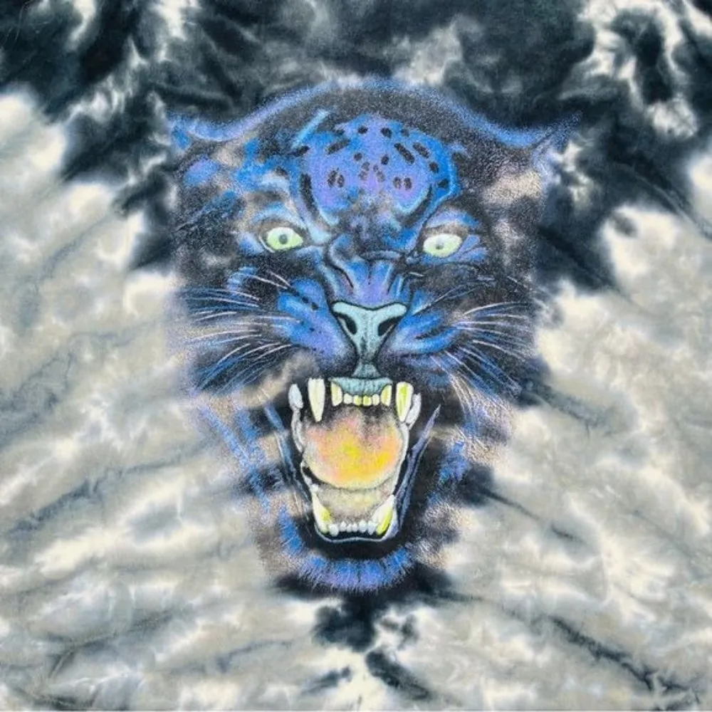 Oneita tie dye panther cropped T shirt top colorwear preshrunk cotton extra larg Blue Size XL - Image 5