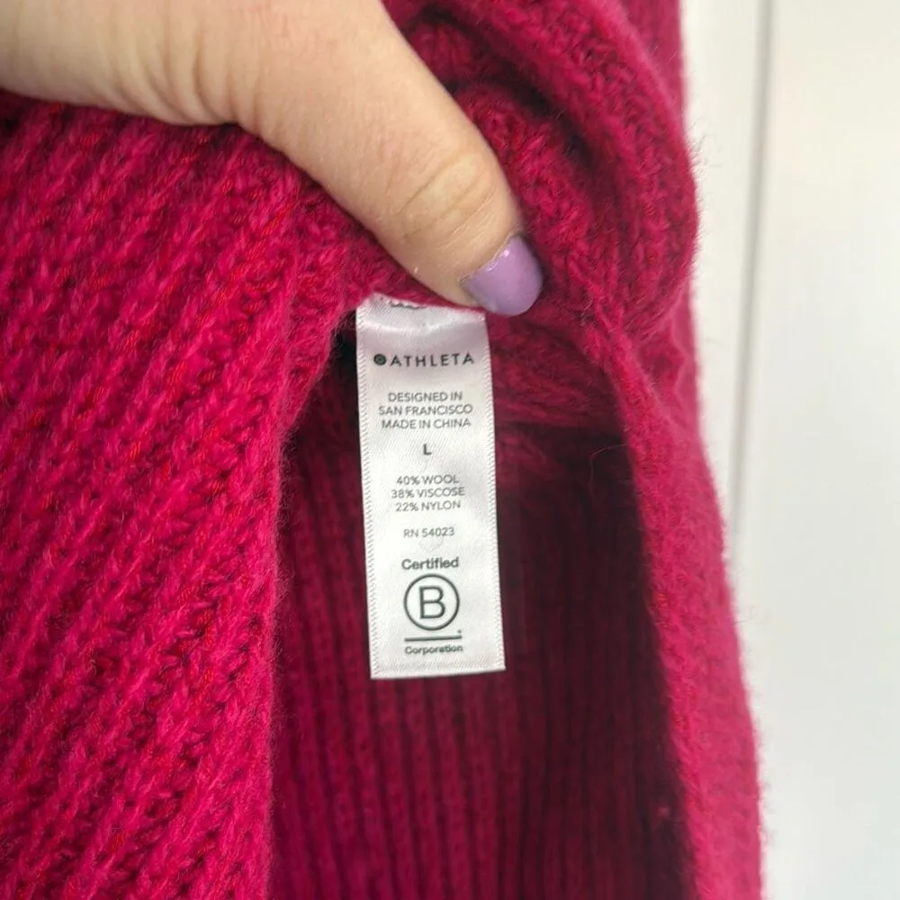 Athleta Shasta ribbed wool blend vneck oversized sweater Large - Image 5