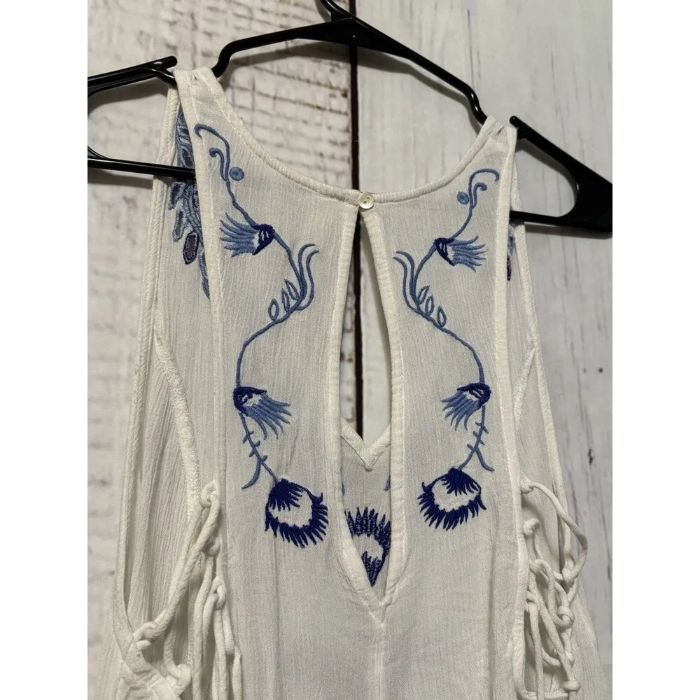 Free People Intimately Adelaide Festival Slip Dress Rayon Blue Floral Sz Medium - Image 8