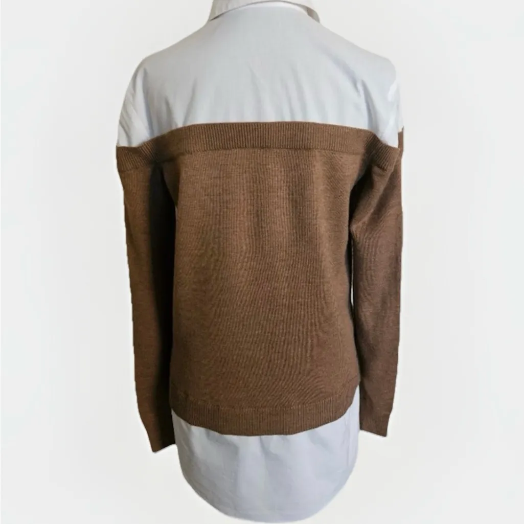 Pearl By Lela Rose 100% Wool Long Sleeve Blouse, Size XS New Brown - Image 9