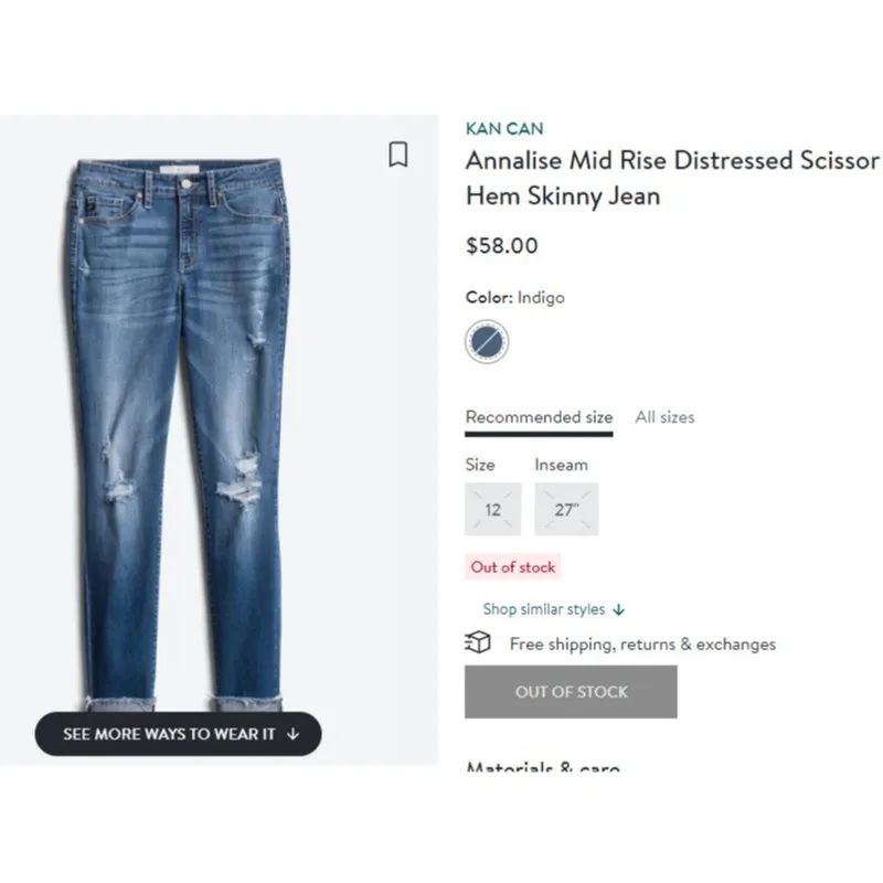 Kan Can (31) Annalise Skinny Distressed Scissor Hem Jeans - Image 8