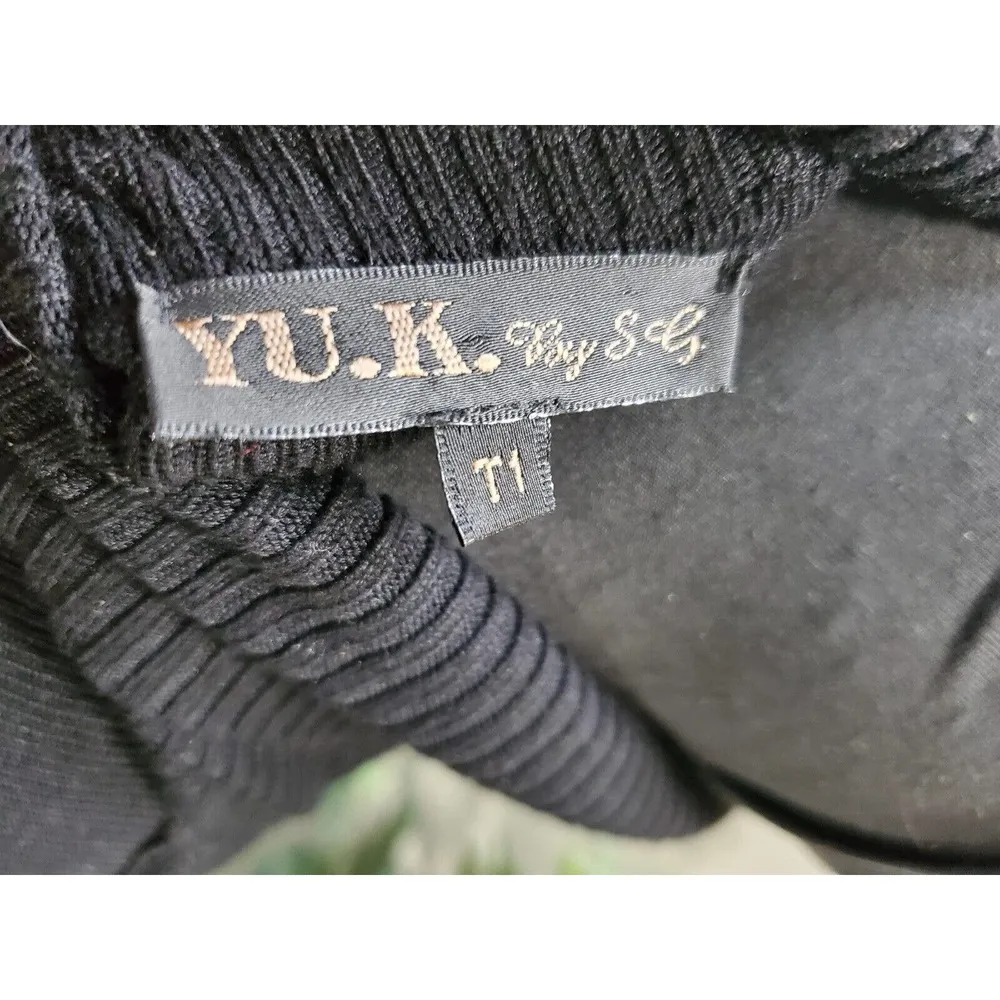 Yu.K. by SG Women's Black & White Rayon Turtle Neck Long Sleeve Knit Sweater XS - Image 8