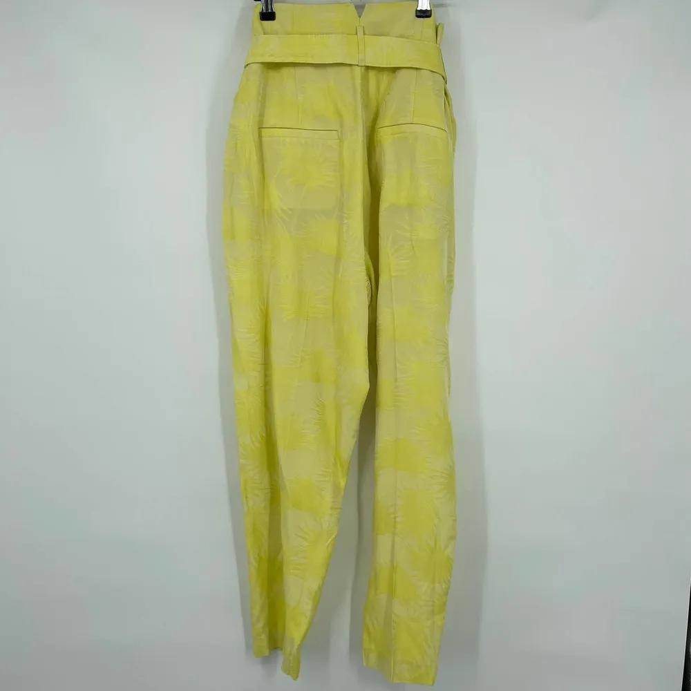 Equipment Joele Paperbag Waist Tie Cropped Pants Green Shine Yellow Size 10 NWT - Image 5