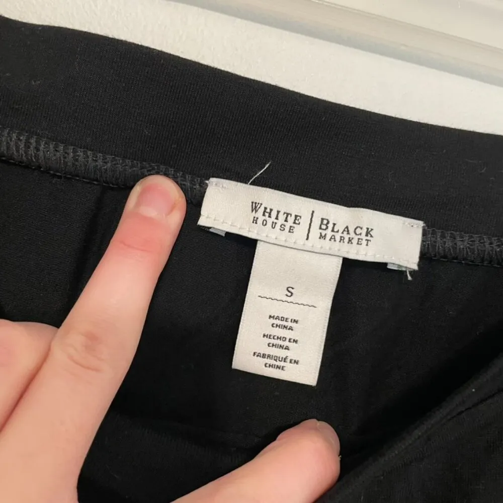 WHITE HOUSE BLACK MARKET WHBM Knit Maxi Skirt Solid Black Elastic Waist 2 Slits - Image 6