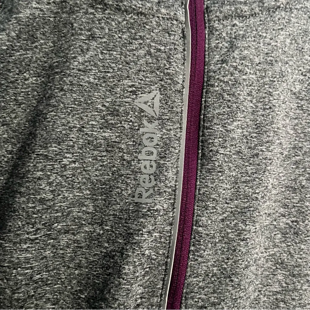 Reebok women's hoodie gray with purple accent - Image 3