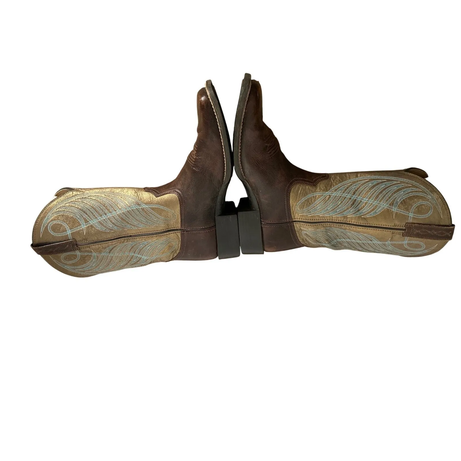 Ariat Legend Western Boots Women's 10B Brown Gold Leather‎ Turquoise Stitch - Image 8