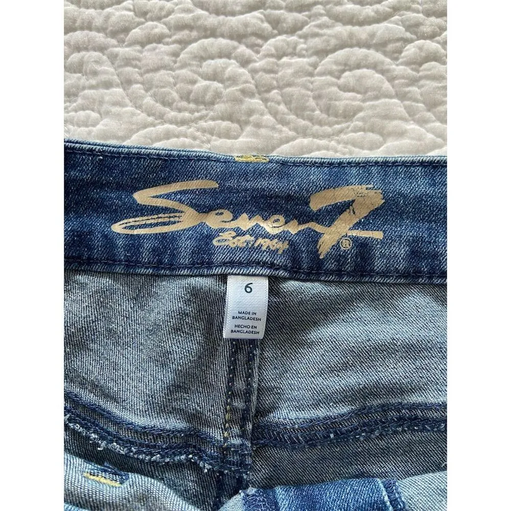 Seven7 Grammercy Wide-Leg Gauchos Jeans Size 6 Blue High-Waist Cropped - Image 3