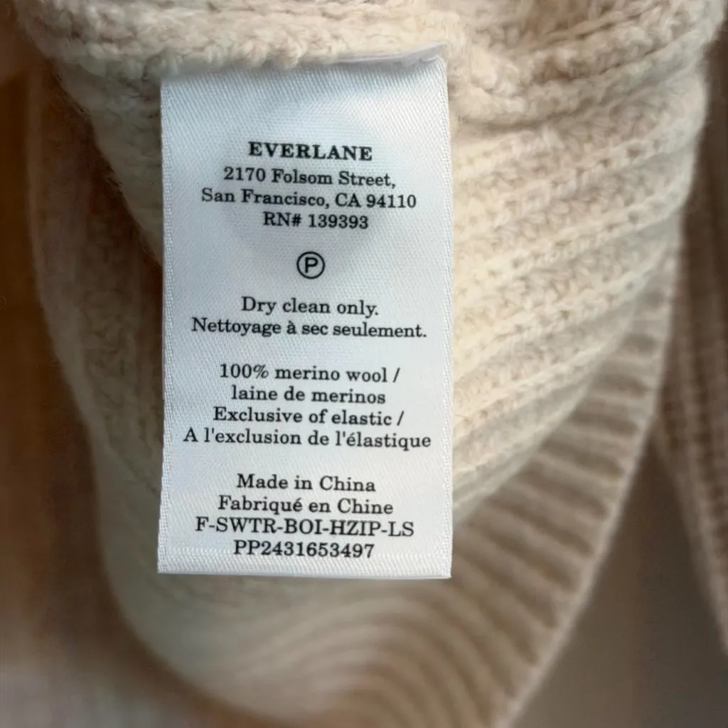 Everlane The Half-Zip Sweater in Luxe Merino Heathered Oat, Size Small - Image 8