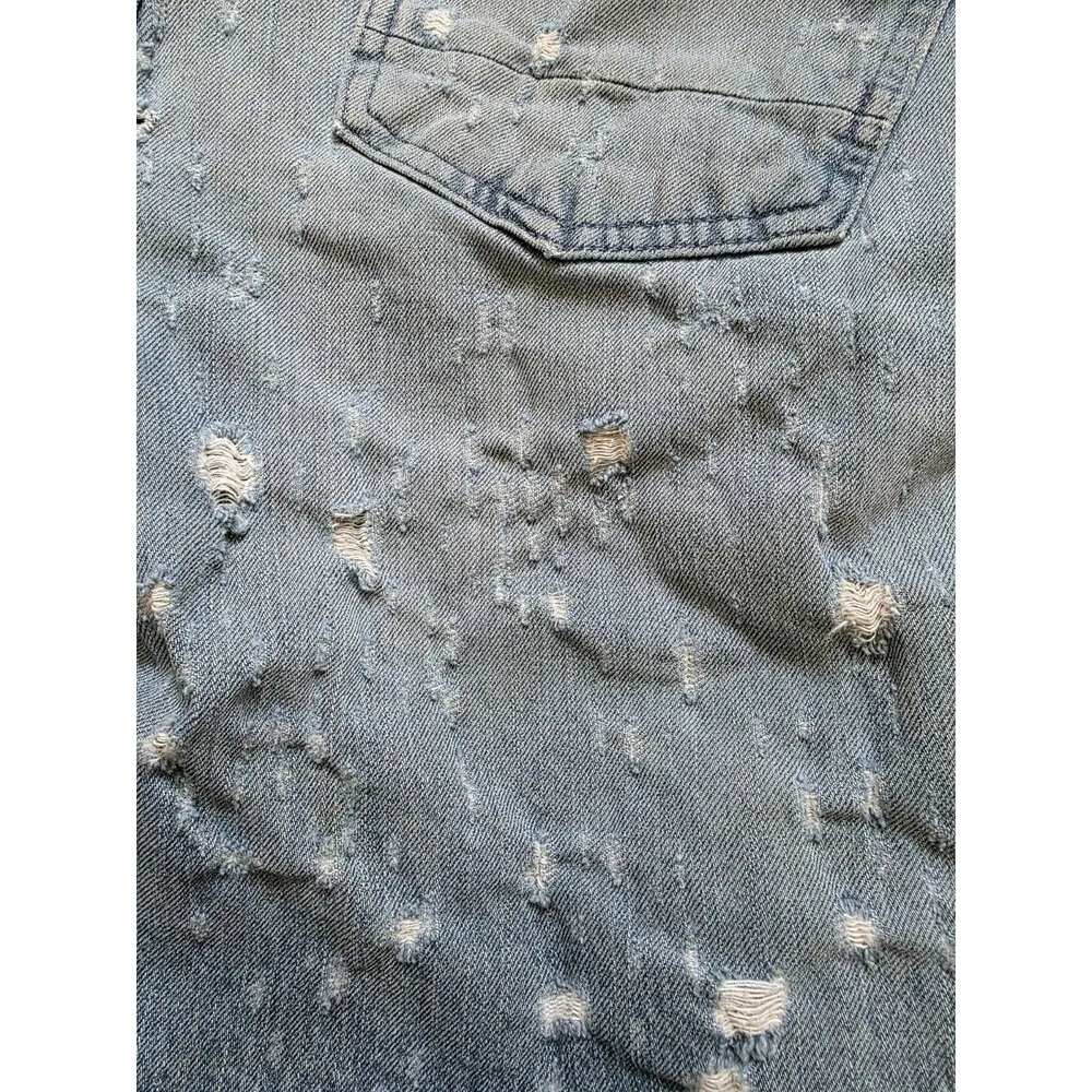 Pacsun Men 32" Slim Shorts Diamond Stash Distress Denim Vertical Stretch Holes - Image 7