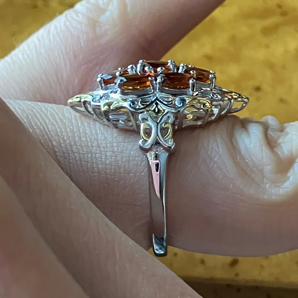 Natural Cherry Citrine Sterling Silver Ring Size 6 Gold - Image 3