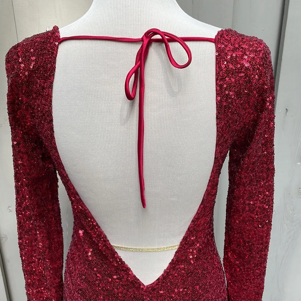 La Cite’ Paris Super Hot Sexy Red Sequined Bodycon Mini Dress Size S 🔥 - Image 4