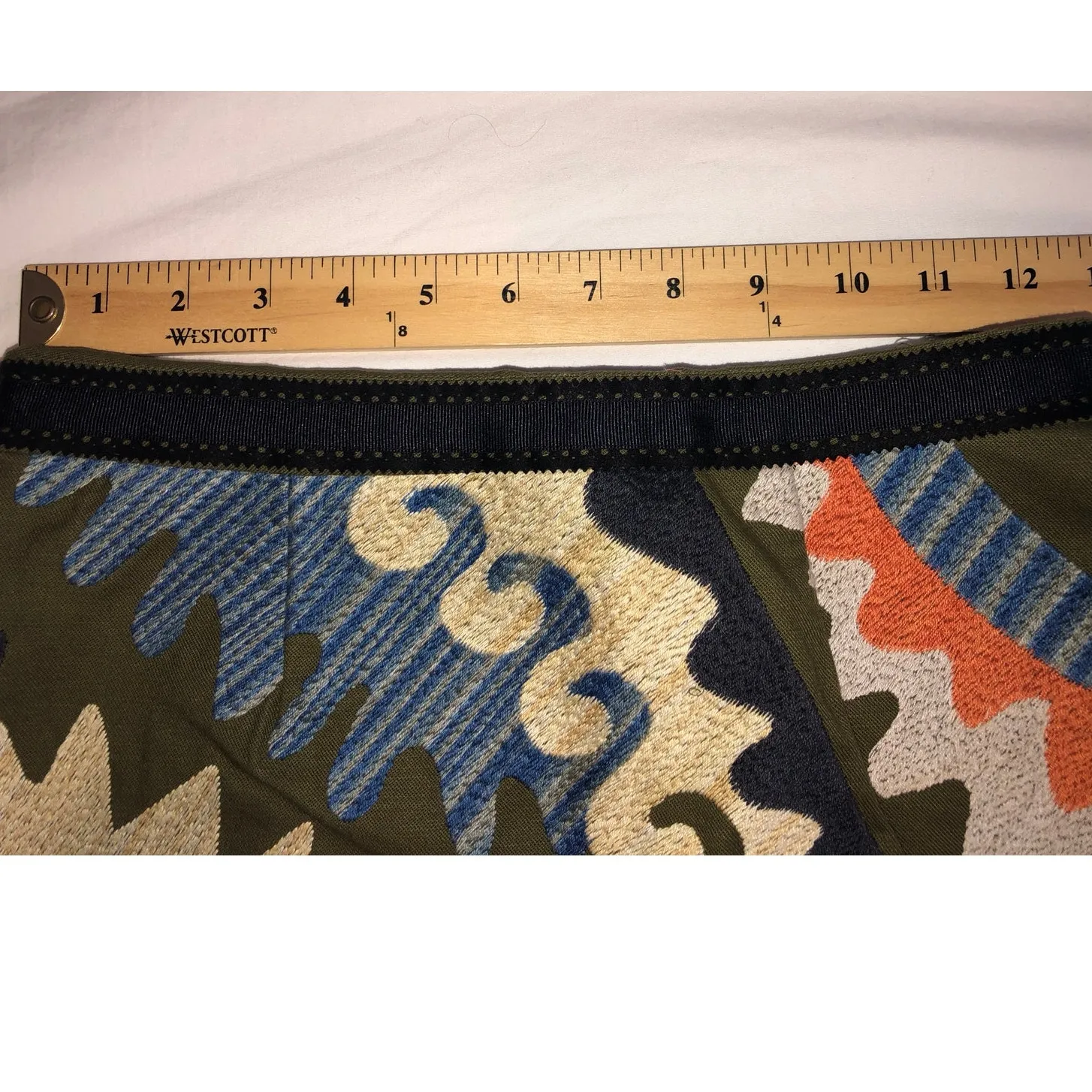 Embroidered Skirt Size 0 Patchwork Floral Tulipa Vanessa Virginia Boho Folk Art Green - Image 5