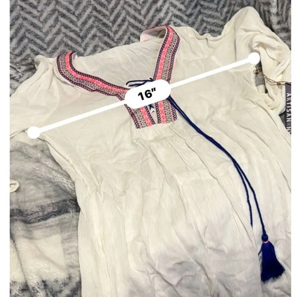 NWT Artisan NY Women's Beach Cover-Up Dress Size XS White Lace-Up - Image 6