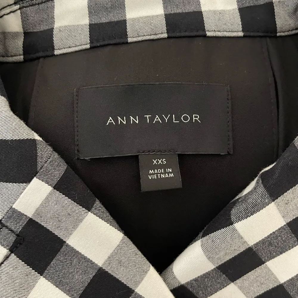 Ann Taylor NWOT  Gingham Double Breasted Swing Jacket, Size XXS - Image 6