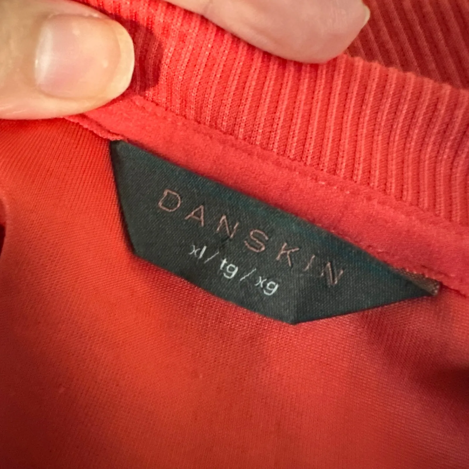 DANSKIN | Coral Orange Ribbed Cropped Athletic Workout Pullover Sweatshirt, XL - Image 8