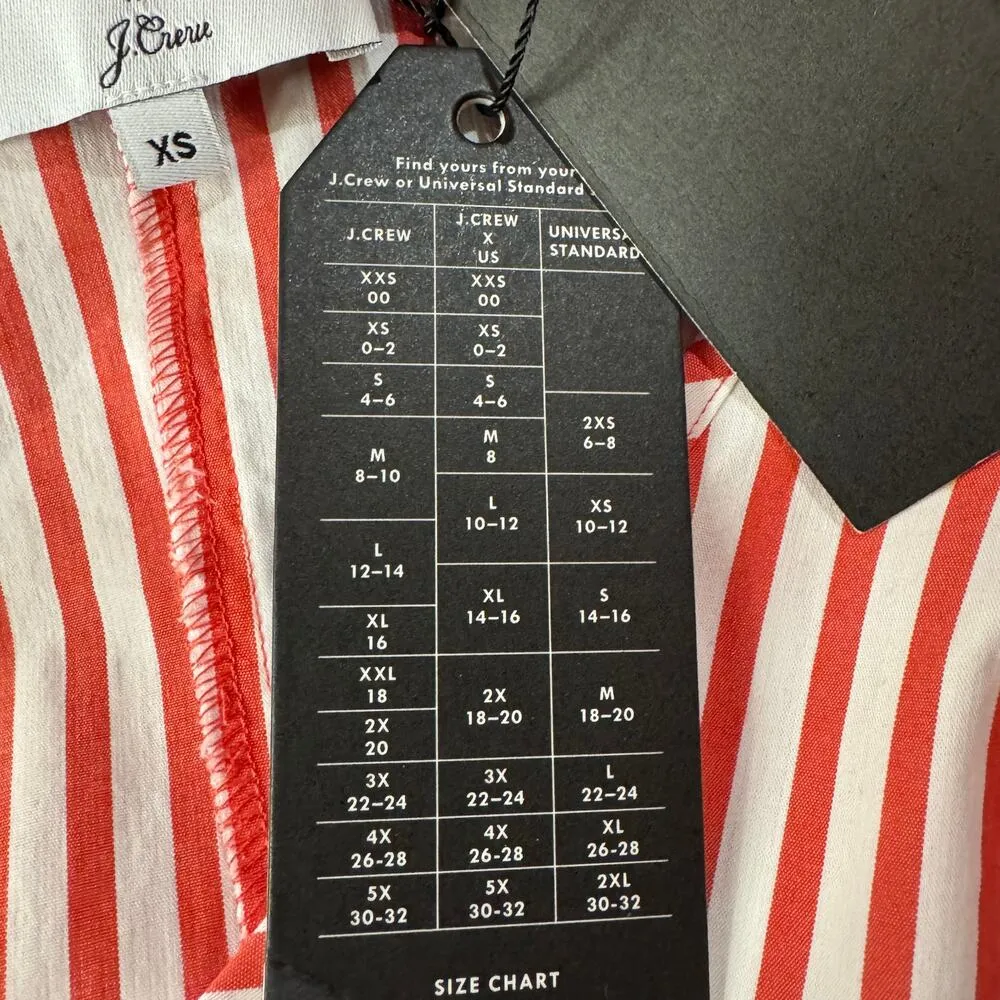 Universal Standard for J Crew X-Small Poplin Top Striped V-Neck 3/4 Tie Sleeves - Image 7