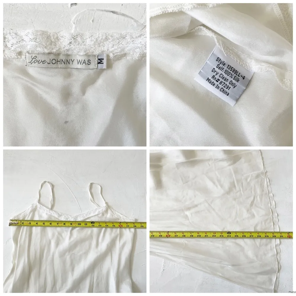 JOHNNY WAS White Eyelet Lace Mini Bay Doll Dress Swim Coverup With Slip Size S - Image 11