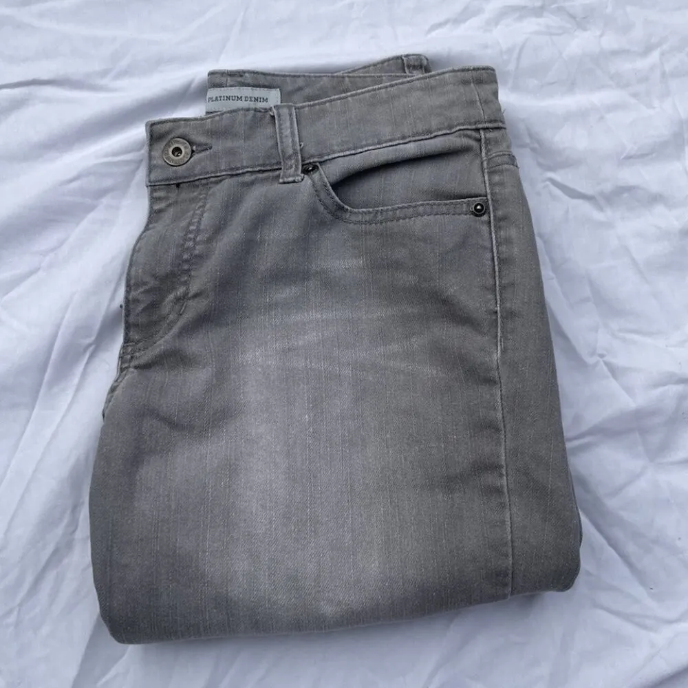 CHICO'S PLATINUM Barely Flare Gray Embellished Stretch Denim Jeans Size 0 - Image 16