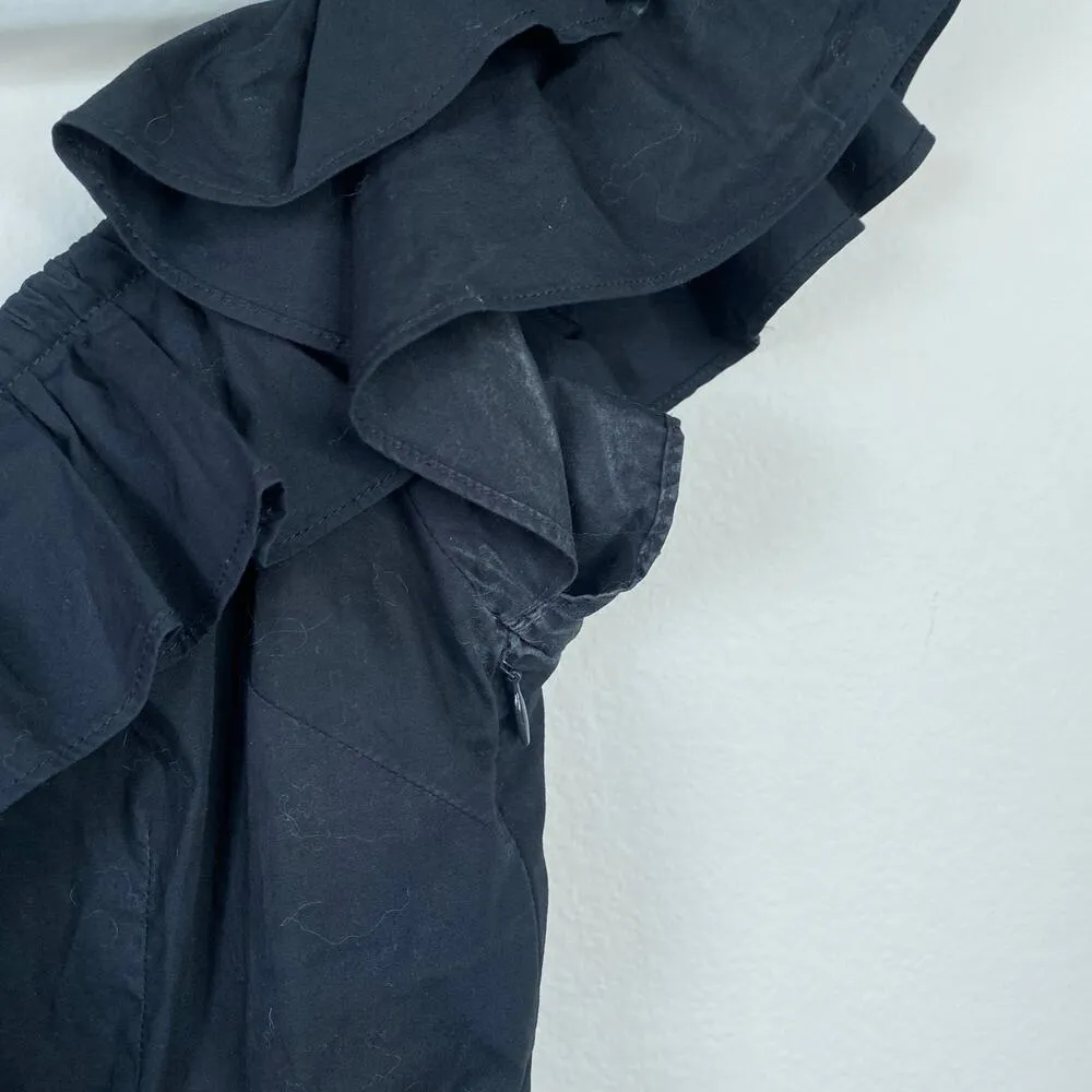 HILL HOUSE The Ana Nap Dress Mini V-Neck Poplin Black Size Small Elegant - Image 8