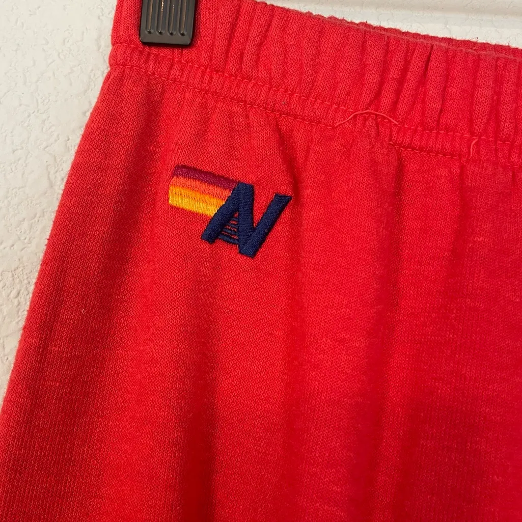 Aviator Nation Bolt Joggers in Red with a Black Lightening Bolt - Size Small - Image 3
