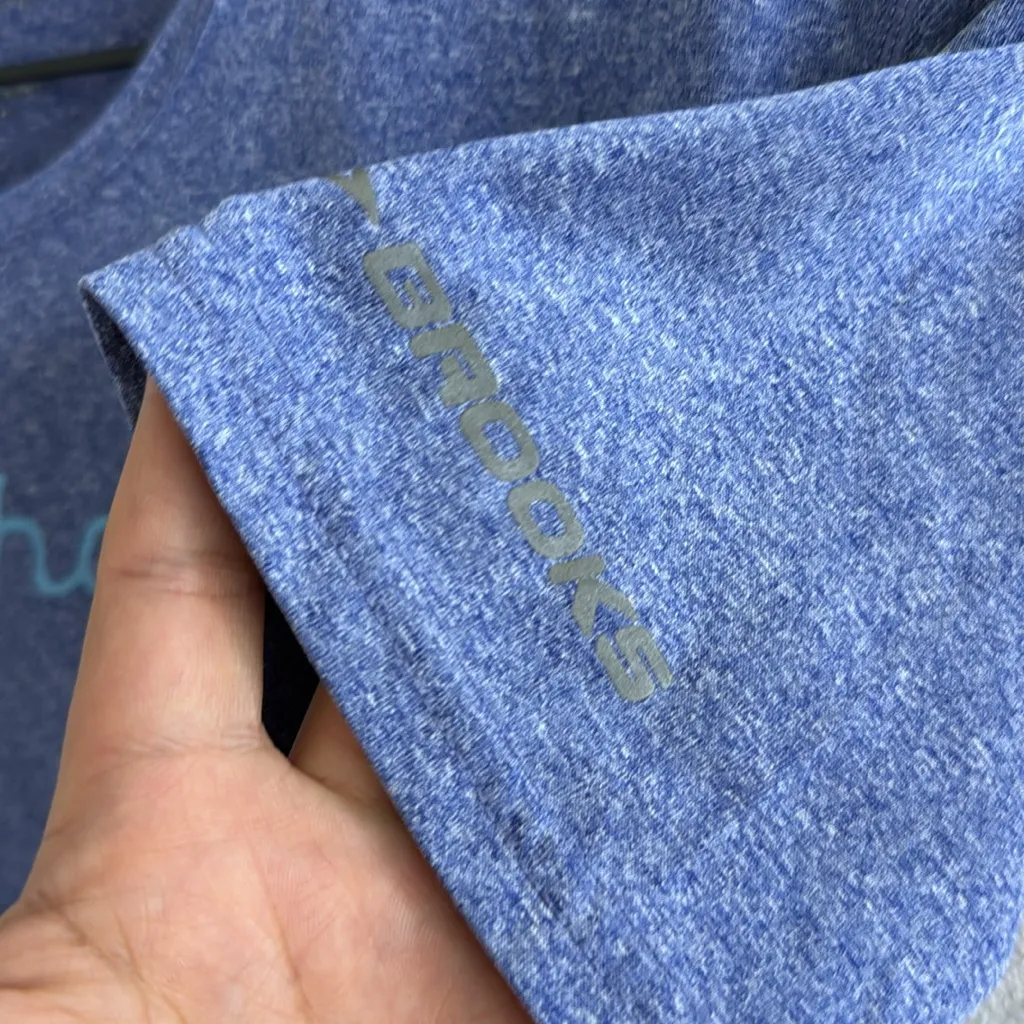 Brooks Run Happy Heathered Blue Activewear Top Tee T-Shirt Medium - Image 4