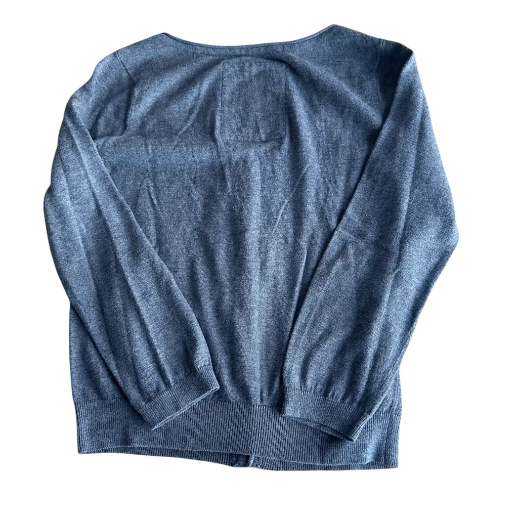 Y2K Hollister Sweater Women large Gray Button Cardigan Pockets Logo Preppy Soft - Image 4