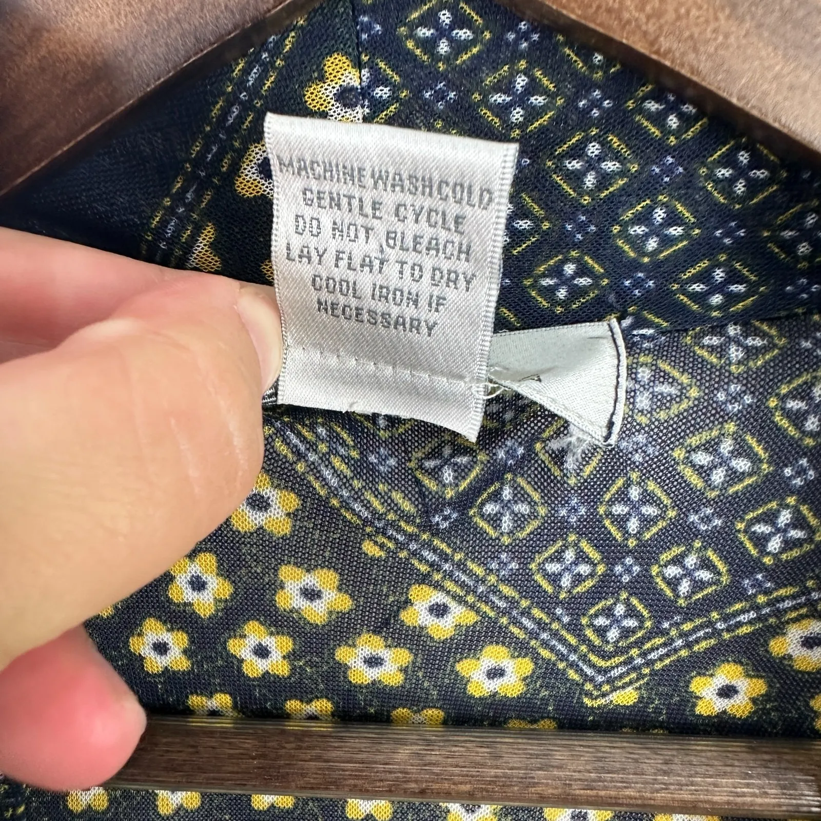 Emma & Olive Cardigan 1X Navy Yellow‎ Floral Boho Open Front Stretchy Retro Work Blue - Image 3